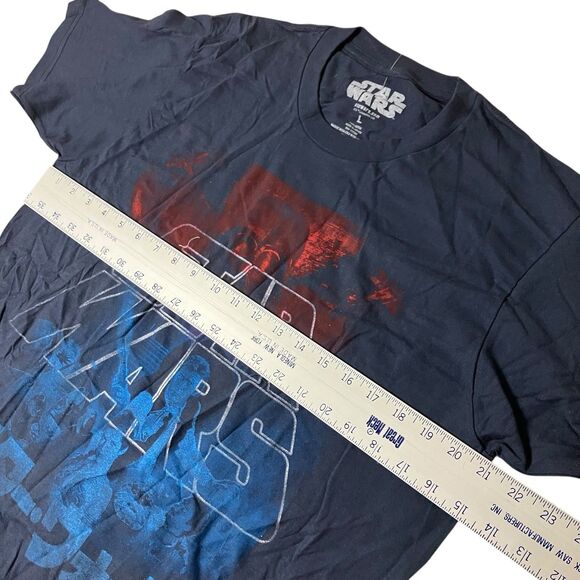 Disney Star Wars T-Shirt Mens L Blue Graphic Print Darth Vader Cotton Red Logo - Picture 5 of 8